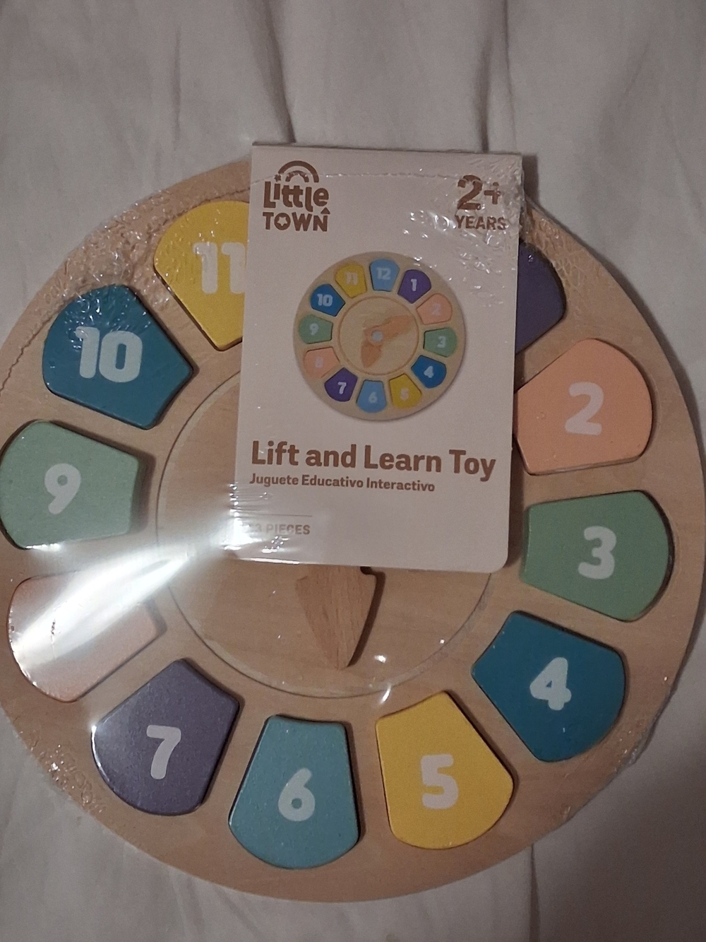 Lift and Learn Wooden Number Clock - Multi-Color